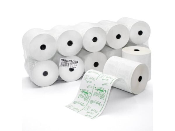Rotoli registratore di cassa Rotolificio Pugliese Evoroll lunga durata 57 mm x 30 m foro 12 mm  conf. da 10 - 5730T10