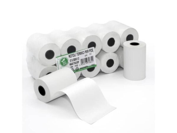 Rotoli POS Rotolificio Pugliese BPA Free Exclusive carta termica 57 mm x 18 m 48 g/mý f. 12 mm - cf. 10 pz NBA5718-D38PK