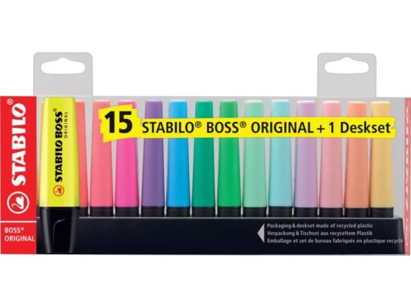 Desk set evidenziatori Stabilo Boss© Original 2-5 mm assortiti Conf. 15 pezzi - 7015-01
