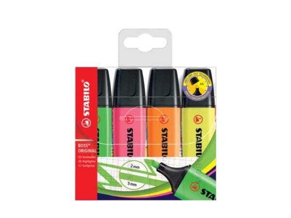 Evidenziatori Stabilo Boss Original 2-5 mm assortiti astuccio da 4 - 70/4