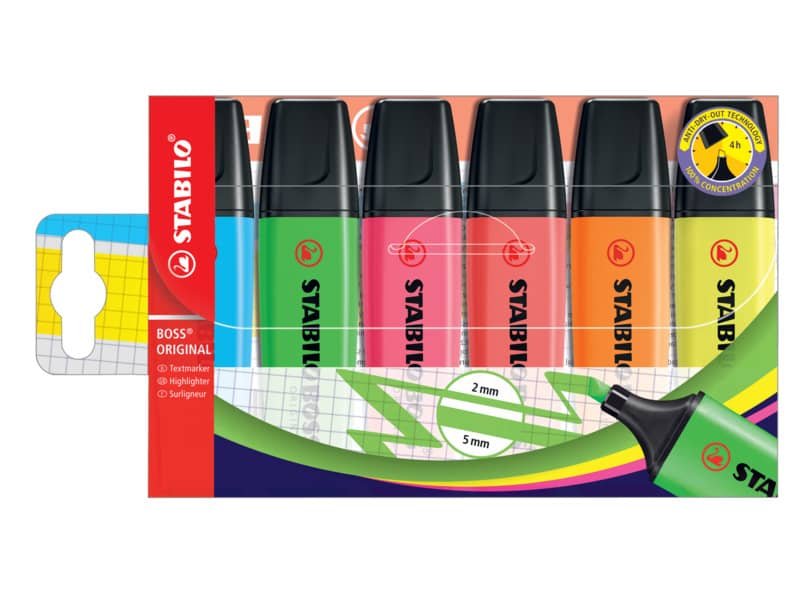 Evidenziatori Stabilo Boss Original 2-5 mm assortiti conf. 6 pezzi – 70/6