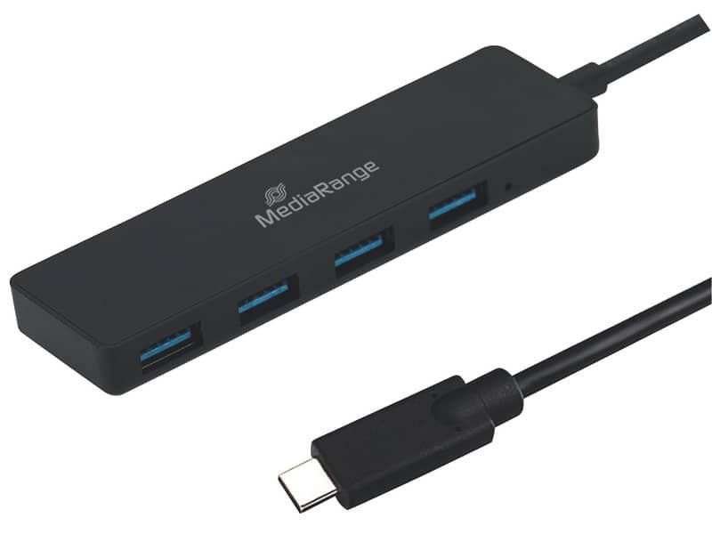 Hub Type C USB 3.0 con 4 porte Media Range – nero MRCS508