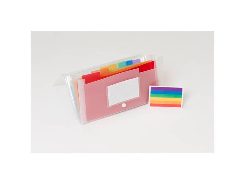 Classificatore Crystal Colours chiusura bottone 14×26 cm – 7 scomparti – cristallo – 55398E