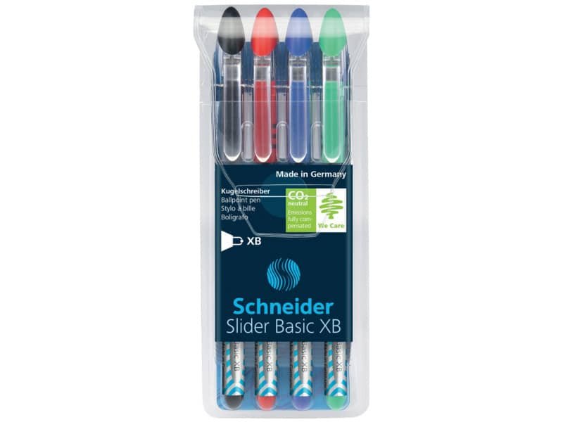 Penne a sfera Schneider Slider Basic – tratto XB – astuccio da 4 assortiti P151294