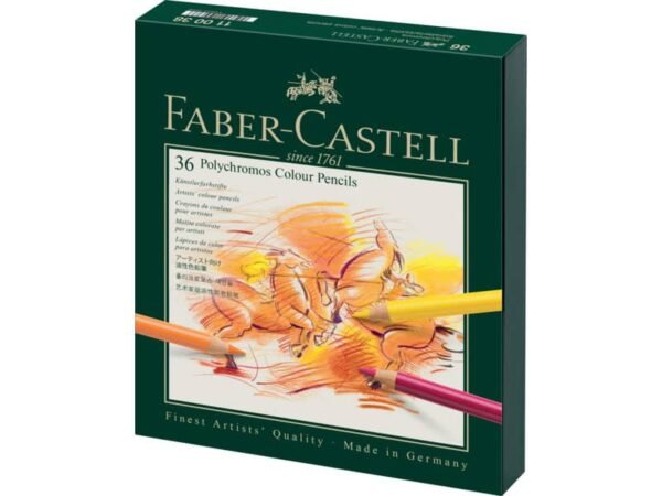 Matite colorate permanenti Faber Castell Polychromos mina 3,8 mm box similpelle assortiti conf. 36 pezzi - 110038