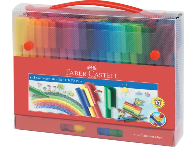 Valigetta in metallo Faber Castell con pennarelli Connector Pens conf. 60 pezzi – 155560
