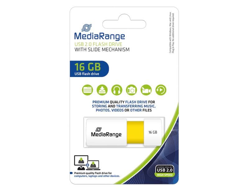 Chiavetta USB 2.0 – 16 Gb Media Range giallo MR972