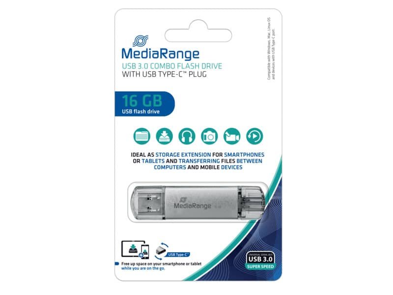 Chiavetta USB 3.0 Media Range con spina USB Type-Cª – 16 GB – argento MR935