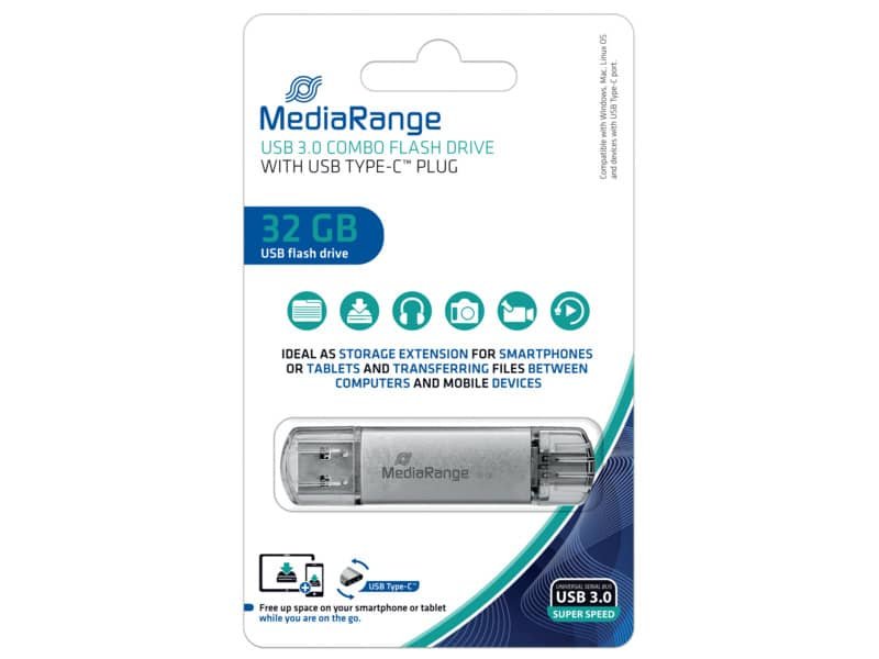 Chiavetta USB 3.0 Media Range con spina USB Type-Cª – 32 GB – argento MR936
