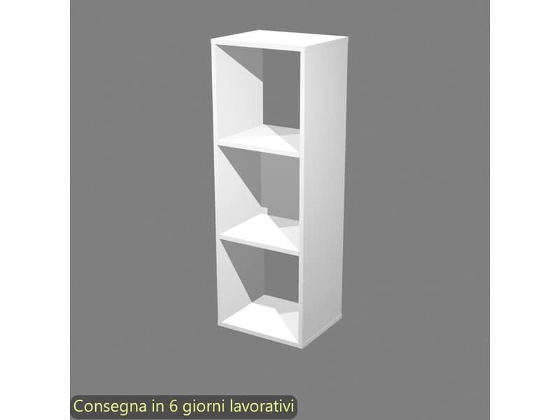 Libreria componibile 3 caselle bianca 35,9×29,2×103,9 cm linea Maxicolor Artexport – 3MaxC/3