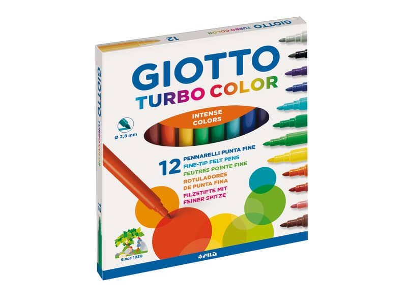 Pennarelli GIOTTO Turbo Color punta fine 2,8 mm assortiti astuccio da 12 – 416000
