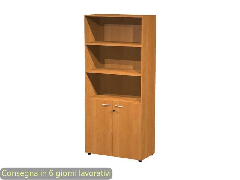 Armadio alto con 2 ante basse noce in melaminico 90×45,8xH.200 cm – linea componibili 2898 Artexport – AR/ST+AB/4