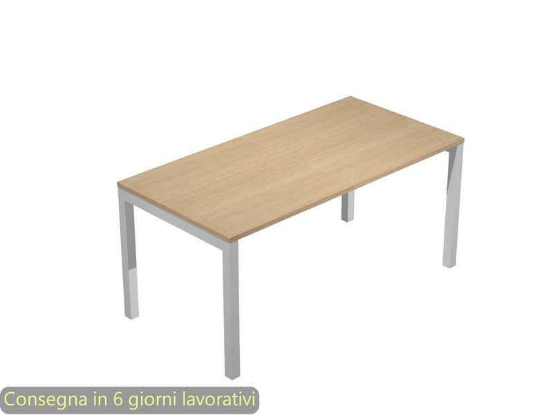 Scrivania open space piano rovere 140x80x72,5 cm gamba a ponte in metallo grigio Bridge Artexport SOL140/C-AA