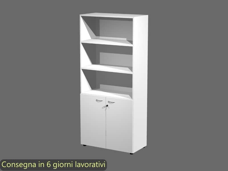 Armadio alto con 2 ante basse bianco in melaminico 90×45,8xH.200 cm – linea componibili 2898 Artexport – AR/ST+AB/33