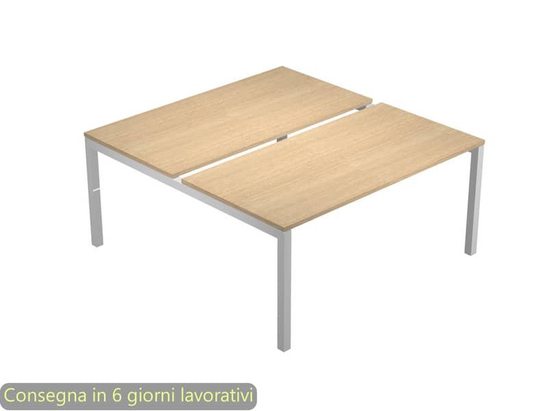 Bench doppio piano rovere 140x168xH.72,5 cm gamba a ponte in metallo grigio alluminio Bridge Artexport BENCH12/J-AA