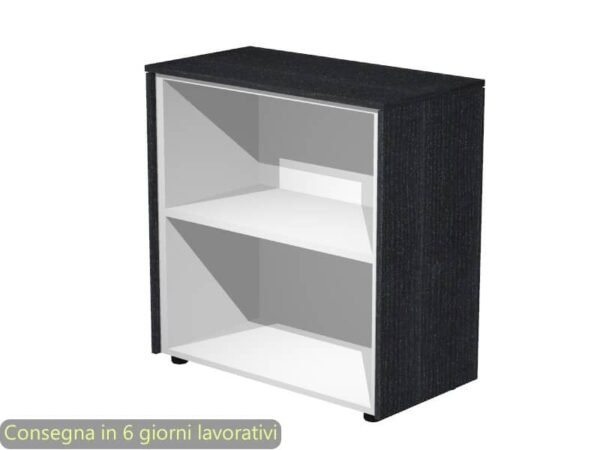 Mobile a giorno basso singolo top nero venato frassino 83x43x81,4 cm struttura grigio alluminio Flora Artexport 930/8