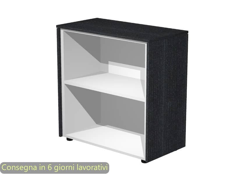 Mobile a giorno basso singolo top nero venato frassino 83x43x81,4 cm struttura grigio alluminio Flora Artexport 930/8