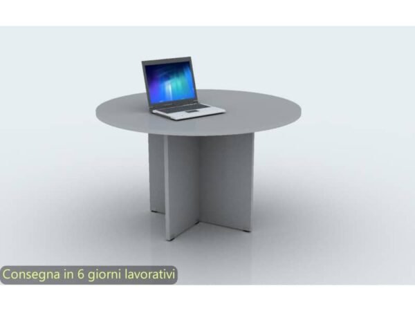 Tavolo riunione rotondo grigio 120xH.72 cm gamba a pannello in melaminico in tinta linea Presto 60121/9