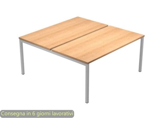 Scrivania Bench doppia piano faggio 160x164x72,5 cm gamba a ponte in metallo grigio Presto Venere Plus - 663B-NOPAR/6