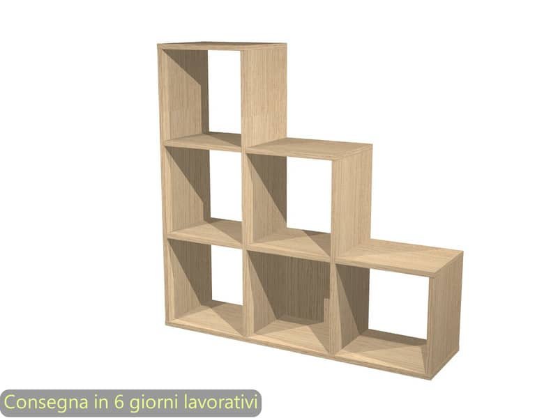 Libreria componibile 6 caselle a scalare rovere 104×29,2xH.103,9 cm linea Maxicolor Artexport – 6DMaxC/C