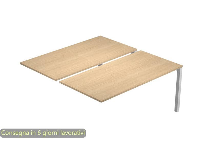 Postazione aggiuntiva doppia Bench rovere 120x168x72,5 cm gamba a ponte in metallo bianco Bridge BENCH12-S/C-AM