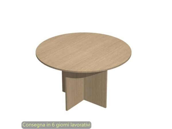 Tavolo riunione rotondo rovere 120xH.72 cm gamba a pannello in melaminico in tinta linea Presto 60121/C