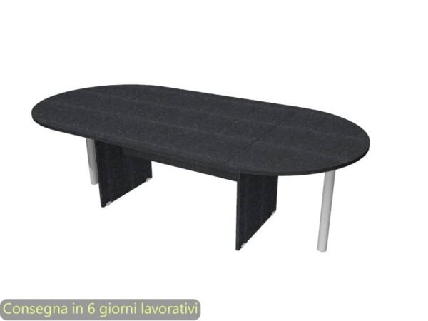 Tavolo riunione ovale nero venato frassino 220x110xH.72 cm gamba a pannello in tinta linea Presto TR-220/8