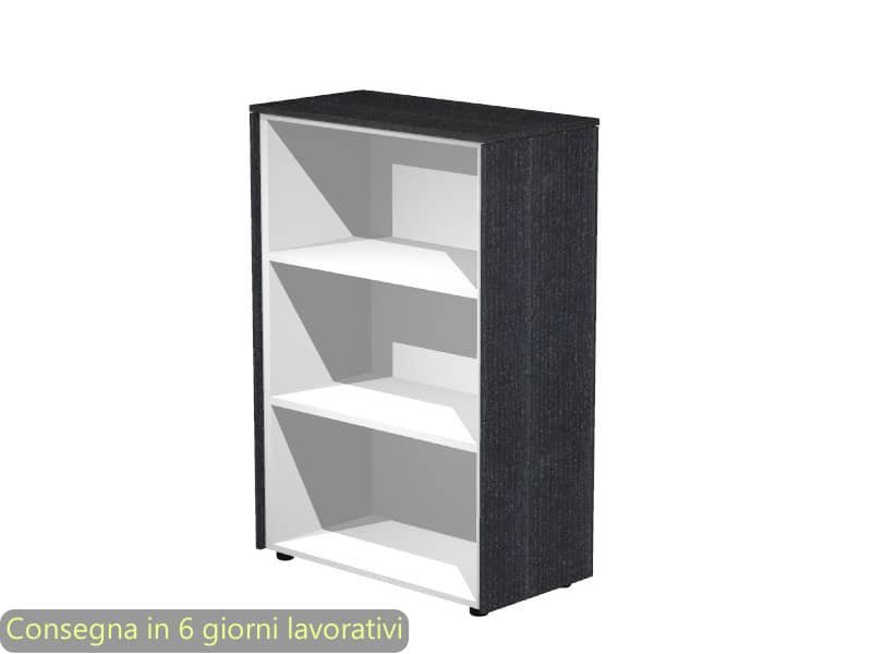 Mobile a giorno medio singolo top nero venato frassino 83x43x119,8 struttura grigio alluminio Flora Artexport 935/8
