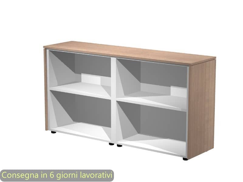 Mobile a giorno basso doppio top ciliegio arabis 163x43x81,4 cm struttura grigio alluminio Flora Artexport 930C/K
