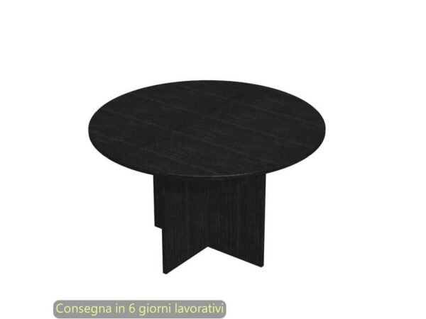 Tavolo riunione rotondo nero venato frassino 120xH.72 cm gamba a pannello melaminico in tinta linea Presto60121/8