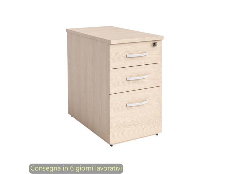 Cassettiera alta rovere 2 cassetti + 1 classificatore 44x80x73 cm complanare alle scrivania – montata – Flex CA80/C