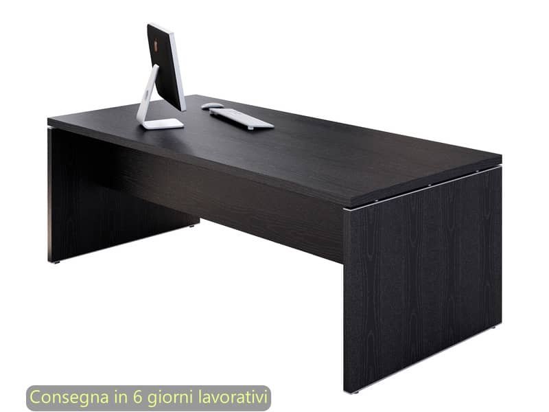 Scrivania direzionale nero venato frassino 180x90x74 cm gamba a pannello in tinta Flora Artexport – 901/8