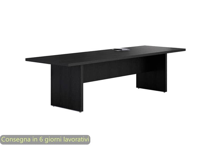 Tavolo riunioni nero venato frassino 220x100x74 cm gamba a pannello in tinta linea Flora Artexport – 905/8
