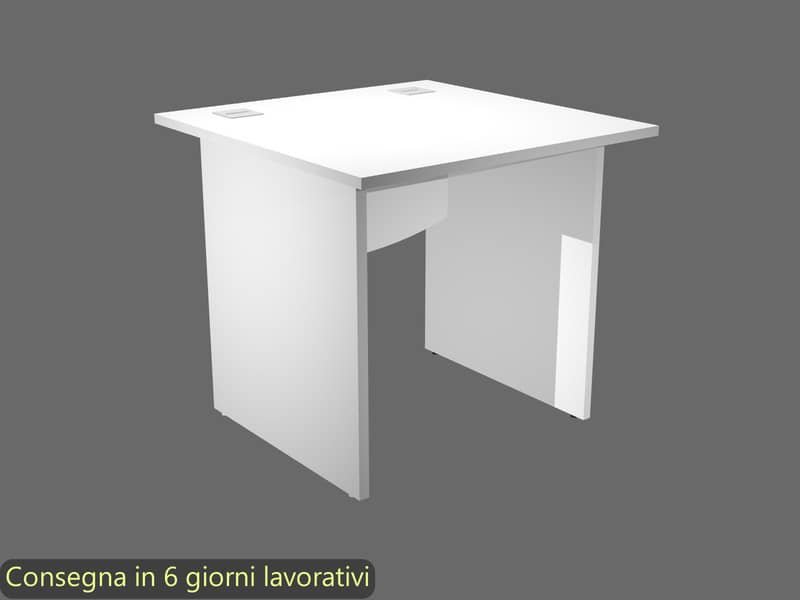 Scrivania piano bianco 80x80xH.73 cm gamba a pannello in melaminico linea Flex Artexport – JPB80/3