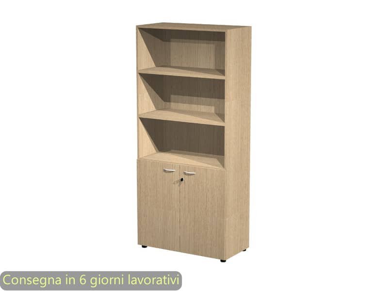 Armadio alto con 2 ante basse rovere in melaminico 90×45,8xH.200 cm – linea componibili 2898 Artexport – AR/ST+AB/C