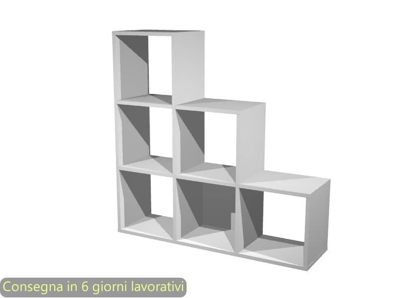 Libreria componibile 6 caselle a scalare grigio alluminio 104×29,2xH.103,9 cm linea Maxicolor Artexport – 6DMaxC/5