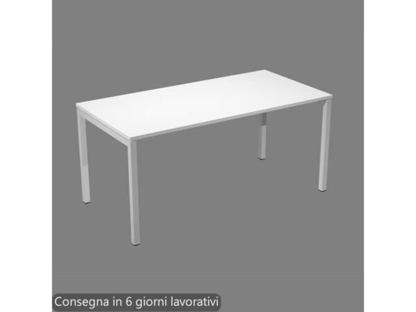Scrivania piano bianco 180x80xH.72,5 cm gamba a ponte in metallo grigio linea Presto Venere Plus  Artexport - 665/3