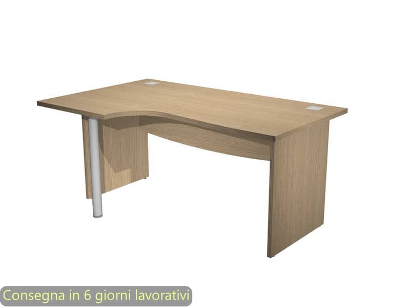 Scrivania ad angolo Compact piano rovere 180x120xH.73 cm gamba a pannello in melaminico + supporto metal lato sinstro