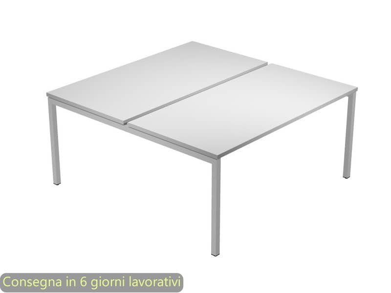 Scrivania Bench doppia piano grigio 160x164x72,5 cm gamba a ponte in metallo grigio Presto Venere Plus – 663B-NOPAR/9