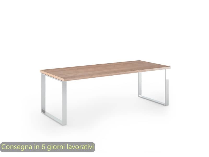 Scrivania direzionale ciliegio arabis 210x90xH.74 cm gamba ad anello effetto cromato linea Flora Artexport – 902M/K
