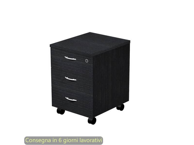 EC – Cassettiera a tre cassetti montata nero venato frassino 41,8x52xH.59,5 cm linea Presto Artexport – 60019/8