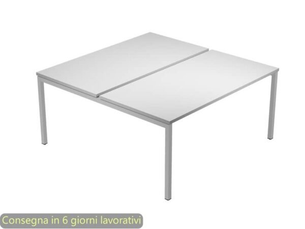 Scrivania Bench doppia piano grigio 180x164x72,5 cm gamba a ponte in metallo grigio Presto Venere Plus - 665B-NOPAR/9