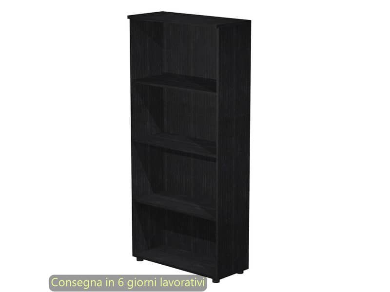 Mobile a giorno alto nero venato frassino 80x35xH.180 cm con 3 ripiani regolabili Presto Artexport – 038-39/8