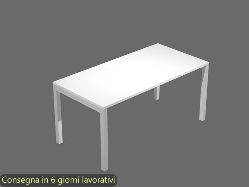 Scrivania open space piano bianco 160x80x72,5 cm gamba a ponte in metallo grigio Bridge Artexport SOL160/3-AA