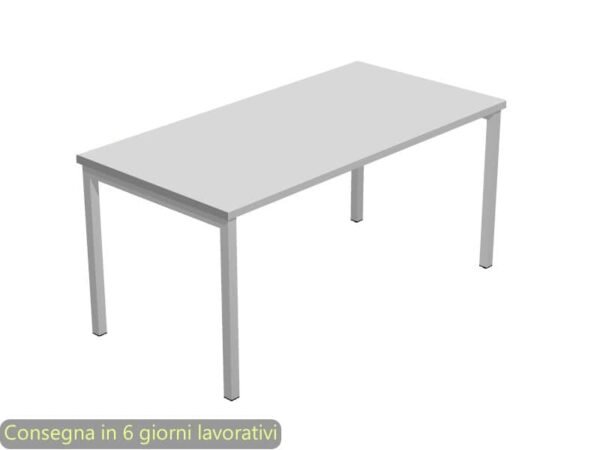 Scrivania piano grigio 180x80xH.72,5 cm gamba a ponte in metallo grigio linea Presto Venere Plus  Artexport - 665/9