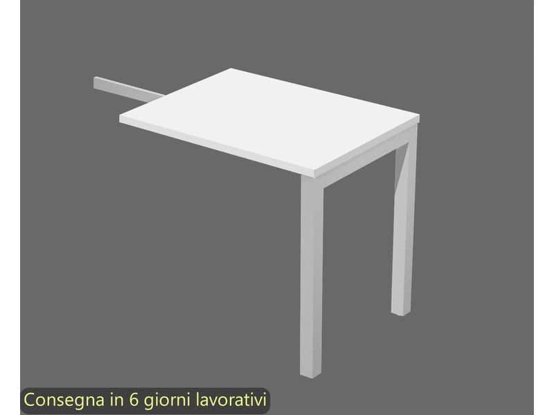 Allungo per scrivania reversibile dx/sx bianco 80x60xH.72,5 cm gamba a ponte in metallo Bridge Artexport SOL/ALL/3-AA