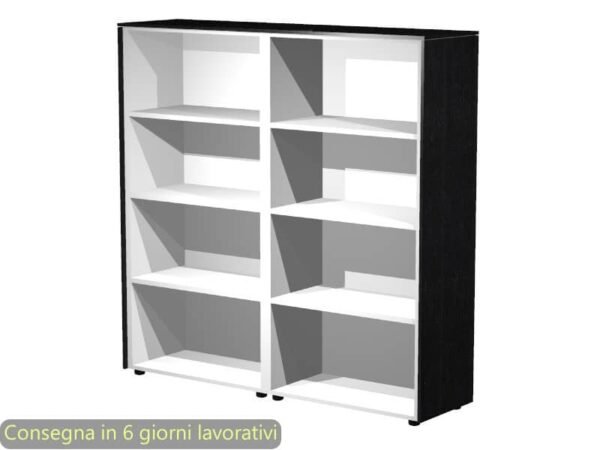 Mobile a giorno alto doppio top nero venato frassino163x43x158,2 cm struttura grigio alluminio Flora Artexport 937C/8