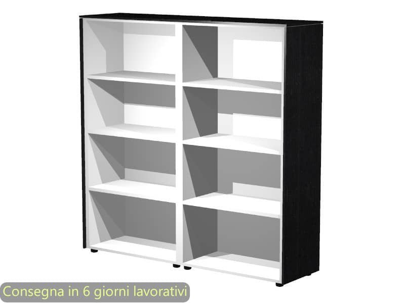 Mobile a giorno alto doppio top nero venato frassino163x43x158,2 cm struttura grigio alluminio Flora Artexport 937C/8