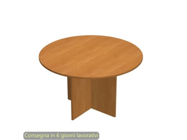 Tavolo riunione rotondo noce chiaro 120xH.72 cm gamba a pannello in melaminico in tinta linea Presto 60121/4