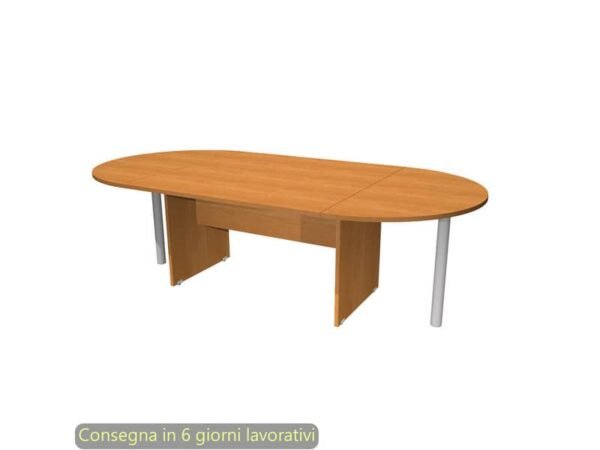 Tavolo riunione ovale noce chiaro 220x110xH.72 cm gamba a pannello in tinta linea Presto Artexport - TR-220/4